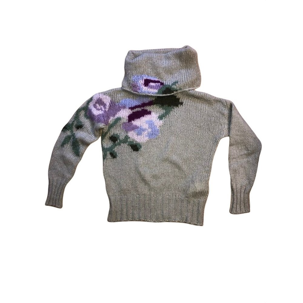 Benetton Mohair Cowl Neck Sweater Flower Small